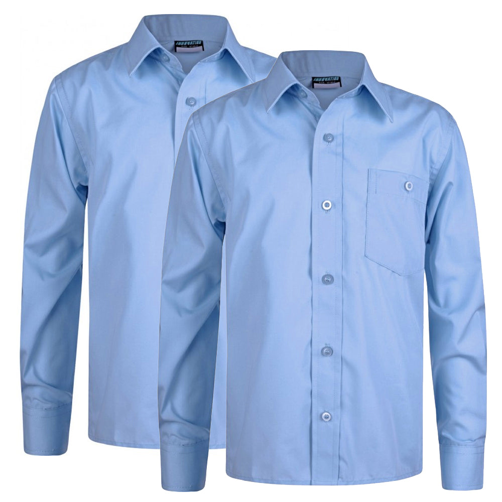 QE High : Girls / Boys Blue Long Sleeve Shirt 2 Pack.