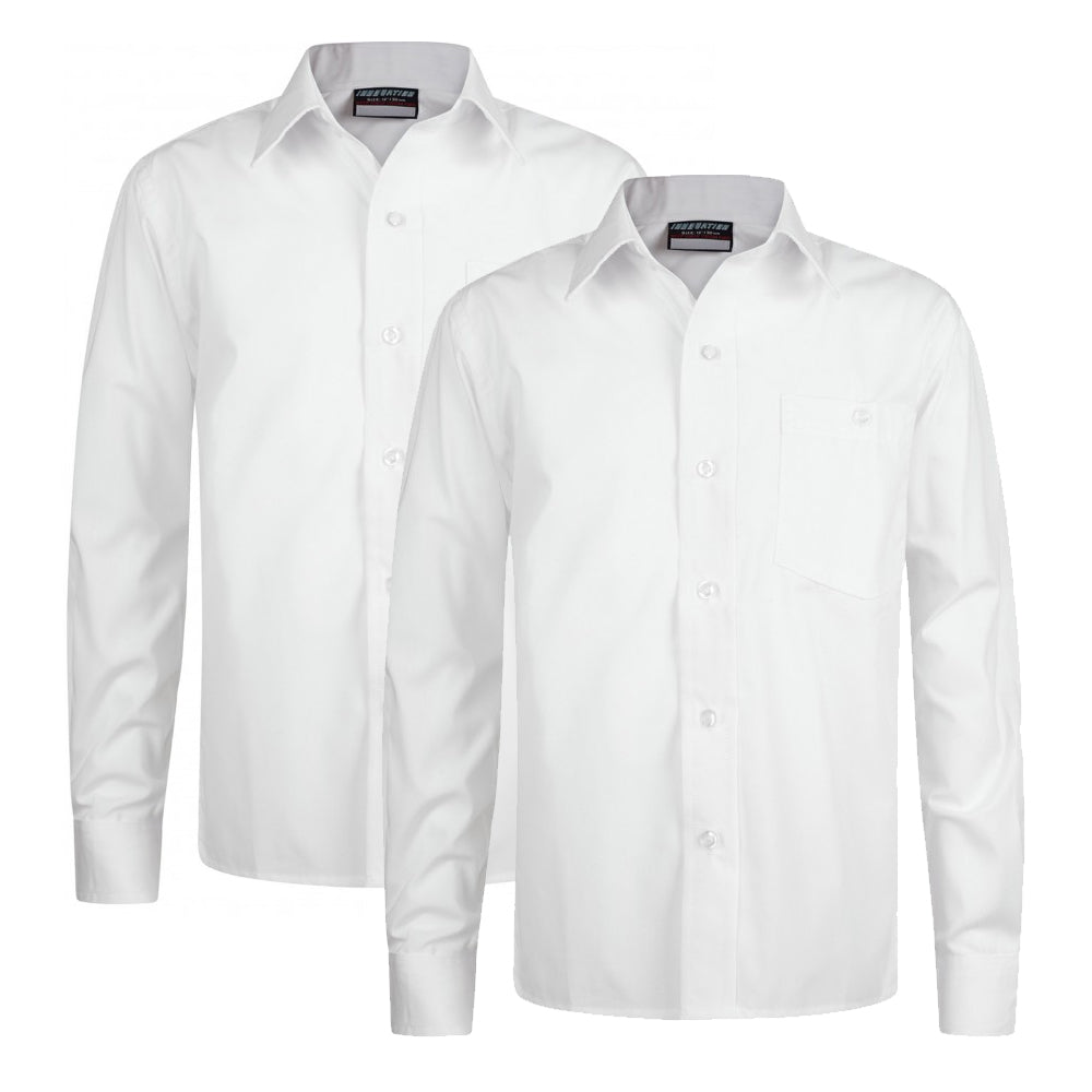 QE High : Girls / Boys White Long Sleeve Shirt 2 Pack.